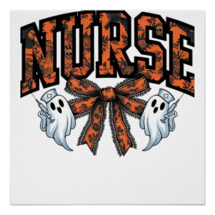 Halloween Nurse Scary Coquette Bow Classic T-Shirt Poster
