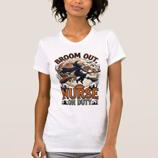Halloween Nurse Shirt Funny Witch Broom Design_1