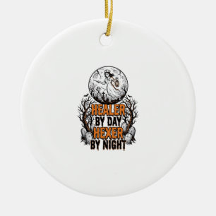 Halloween Nurse Shirt Vintage Engraving Spooky Nur Ceramic Ornament