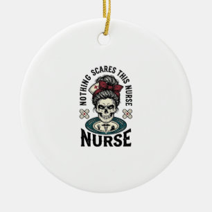 Halloween Nurse Shirt Vintage Skull Graphic_1 Ceramic Ornament