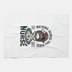 Halloween Nurse Shirt Vintage Skull Graphic_1 Kitchen Towel