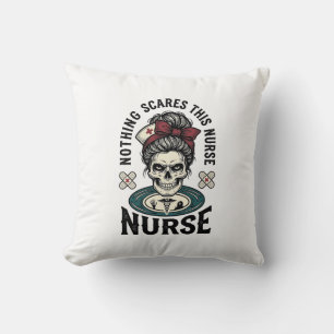 Halloween Nurse Shirt Vintage Skull Graphic_1 Throw Pillow