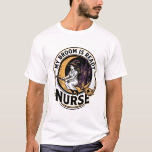 Halloween Nurse Shirt Vintage Witch Broom Design_1