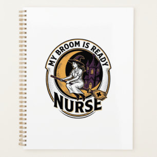 Halloween Nurse Shirt Vintage Witch Broom Design_1 Planner