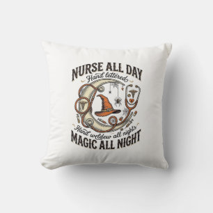 Halloween Nurse Shirt Witchy Medical Night Shift_1 Throw Pillow