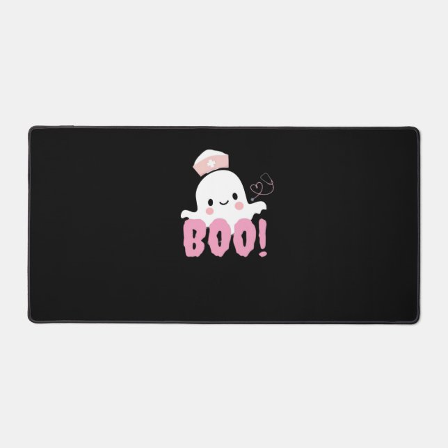 Halloween Nurse Shirts Women Boo! T-Shirt Ghost Nu Desk Mat (Front)