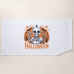 Halloween Nurse skeleton Essential T-Shirt_1 Beach Towel