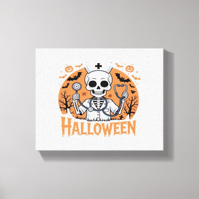 Halloween Nurse skeleton Essential T-Shirt_1 Canvas Print (Front)