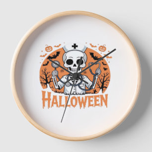 Halloween Nurse skeleton Essential T-Shirt_1 Clock