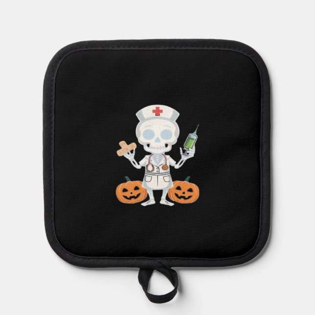 Halloween Nurse Skeleton Essential T-Shirt Pot Holder (Front)