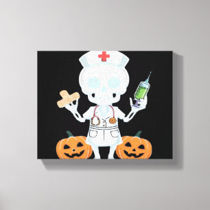 Halloween Nurse Skeleton Funny Joke Essential T-Sh Canvas Print