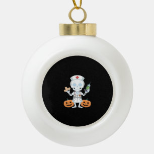Halloween Nurse Skeleton Funny Joke Essential T-Sh Ceramic Ball Christmas Ornament