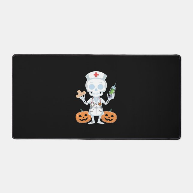 Halloween Nurse Skeleton Funny Joke Essential T-Sh Desk Mat (Front)