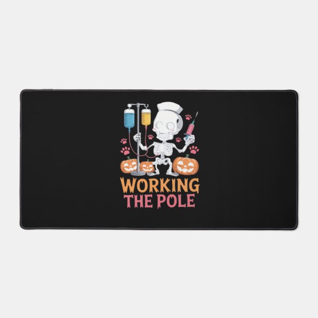 Halloween Nurse Skeleton Funny Joke Essential T-Sh Desk Mat (Front)