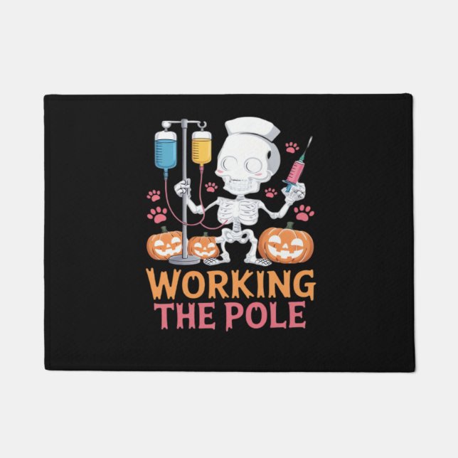 Halloween Nurse Skeleton Funny Joke Essential T-Sh Doormat (Front)