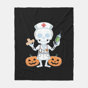 Halloween Nurse Skeleton Funny Joke Essential T-Sh Fleece Blanket