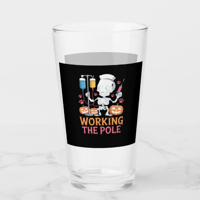 Halloween Nurse Skeleton Funny Joke Essential T-Sh Glass (Front)