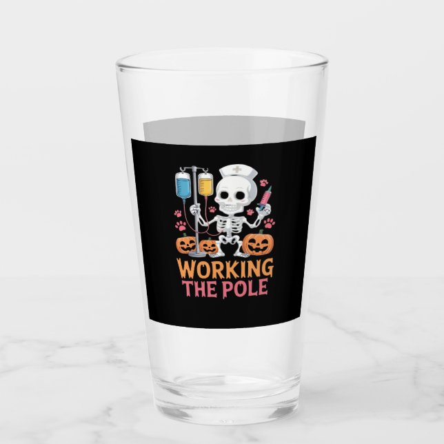 Halloween Nurse Skeleton Funny Joke Essential T-Sh Glass (Front)