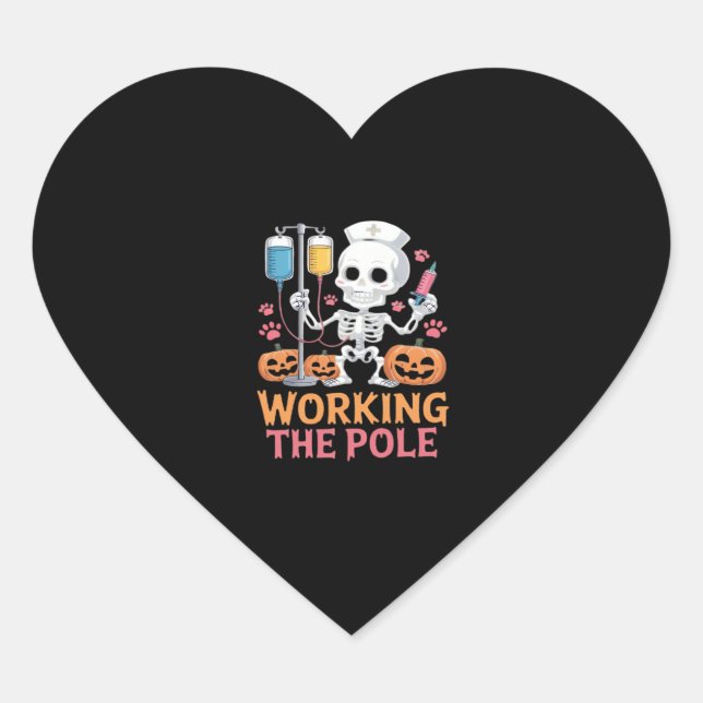 Halloween Nurse Skeleton Funny Joke Essential T-Sh Heart Sticker (Front)