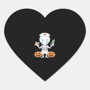 Halloween Nurse Skeleton Funny Joke Essential T-Sh Heart Sticker