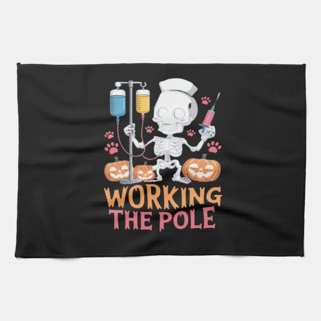 Halloween Nurse Skeleton Funny Joke Essential T-Sh Kitchen Towel (Horizontal)