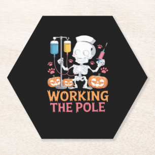 Halloween Nurse Skeleton Funny Joke Essential T-Sh Paper Coaster