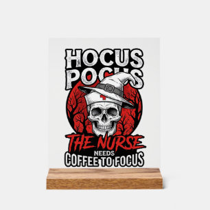 Halloween Nurse Skull Coffee Focus Vintage Shirt D Acrylic Sign