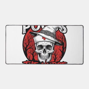 Halloween Nurse Skull Coffee Focus Vintage Shirt D Desk Mat