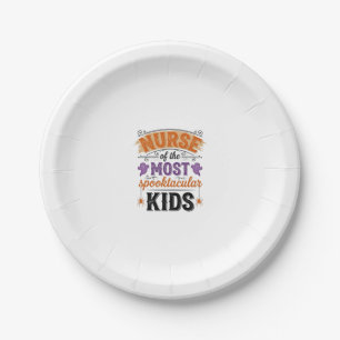 Halloween Nurse Spooktacular Kids Vintage Design_1 Paper Plate