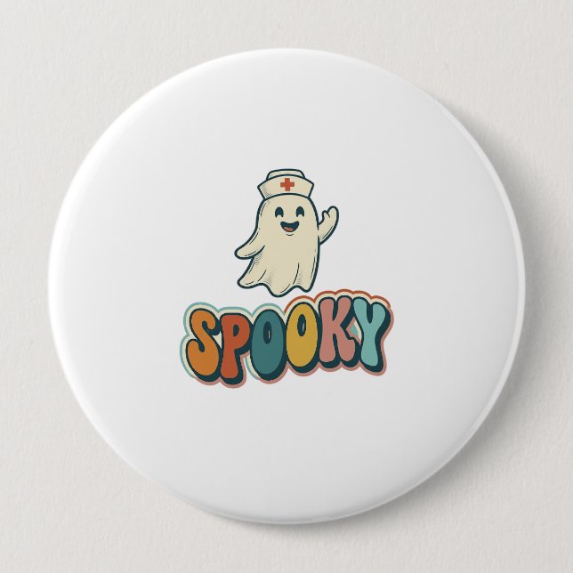 Halloween Nurse Spooky Ghost Retro Funny_1 4 Inch Round Button (Front)