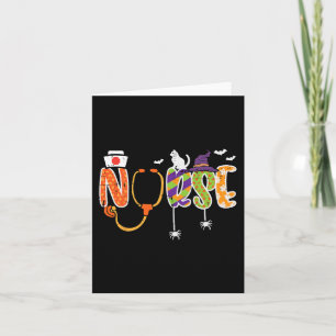 Halloween Nurse Stethoscope Cute Scrub Top Costume Card
