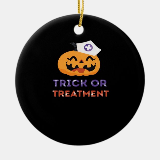 Halloween Nurse Trick or Treatment Classic T-Shirt Ceramic Ornament (Front)