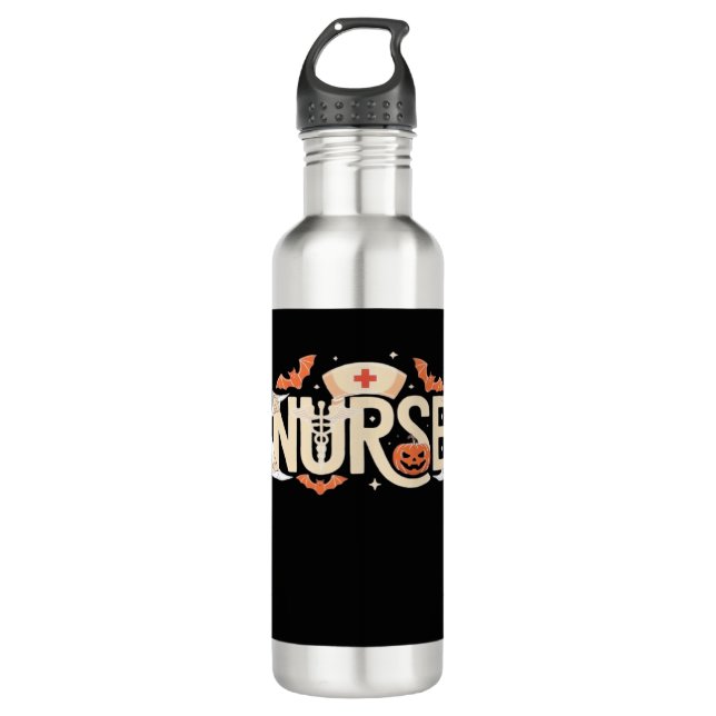 Halloween Nurse Typography � Spooky Medical Design 710 Ml Water Bottle (Front)