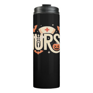 Halloween Nurse Typography – Spooky Medical Design Thermal Tumbler