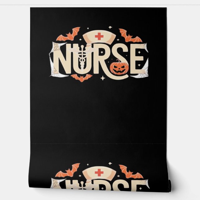 Halloween Nurse Typography – Spooky Medical Design Wallpaper (Unrolling)
