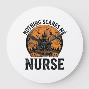 Halloween Nurse Vintage Spooky Moon Design_1 Large Clock