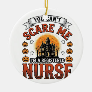 Halloween Nurse Vintage Spooky Registered Nurse De Ceramic Ornament