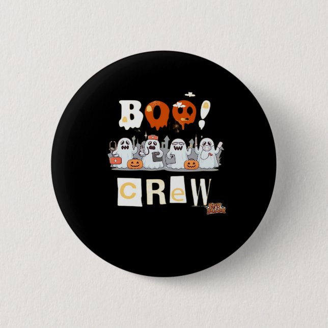 Halloween Nurses Boo Crew Classic T-Shirt 2 Inch Round Button (Front)