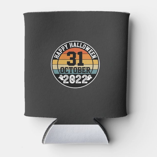 Halloween October 31 2022 Sunset Retro Design_1 Can Cooler (Front)