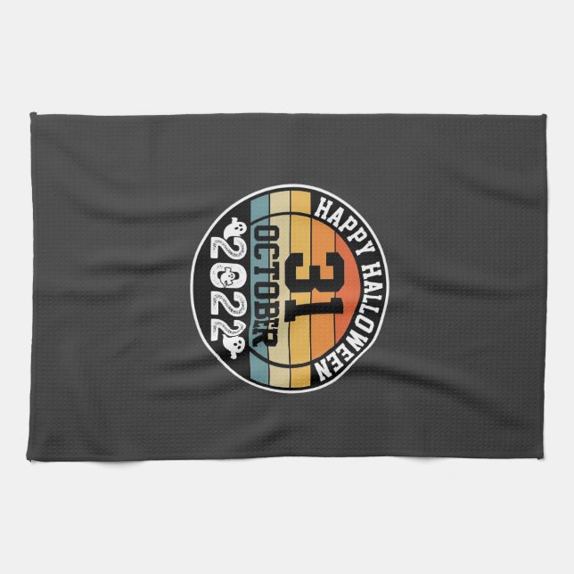 Halloween October 31 2022 Sunset Retro Design_1 Kitchen Towel (Horizontal)