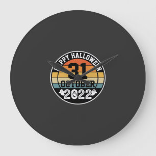 Halloween October 31 2022 Sunset Retro Design_1 Large Clock
