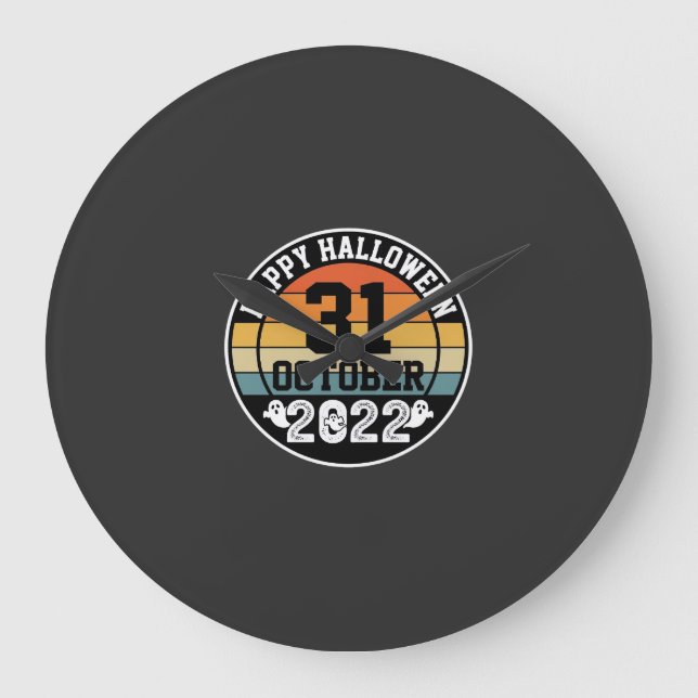 Halloween October 31 2022 Sunset Retro Design_1 Large Clock (Front)