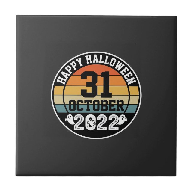 Halloween October 31 2022 Sunset Retro Design_1 Tile (Front)