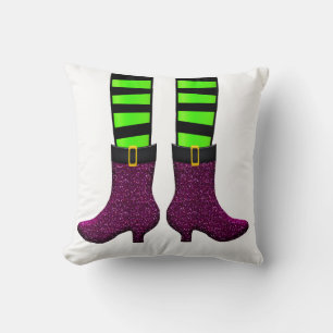 Halloween October 31 Decor Witch shoes Fall Throw Pillow