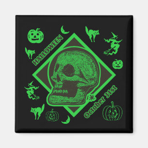 Halloween October 31st Collage Green Magnet