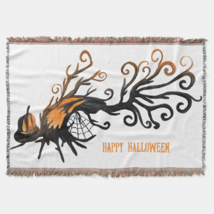 Halloween/October/Fall/pumpkin tree Throw Blanket