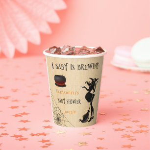 Halloween October Witch Brewing Baby Shower Paper Cups
