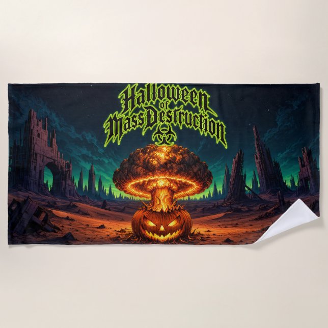Halloween of Mass Destruction Radioactive Pumpkin  Beach Towel (Front)