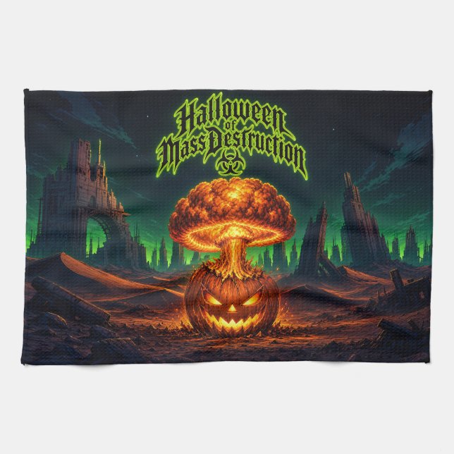 Halloween of Mass Destruction Radioactive Pumpkin  Kitchen Towel (Horizontal)