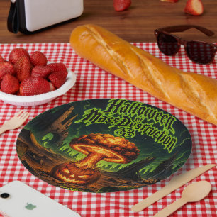 Halloween of Mass Destruction Radioactive Pumpkin Paper Plate